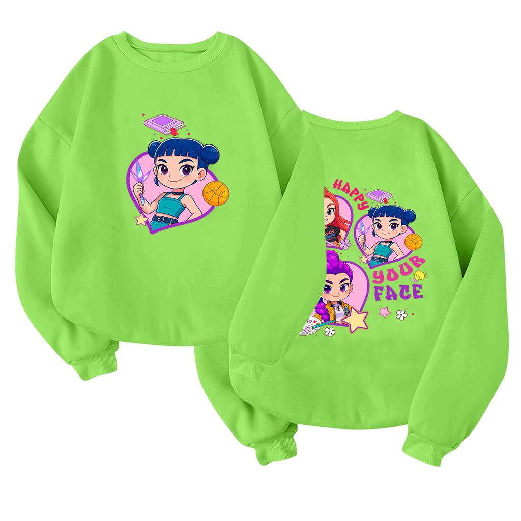 Children's Fashionable Lightweight Long-sleeved Round Neck Pullover With Pockets Printed Pullover