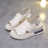 Muffin thick-soled wedge sandals for women's summer wear 2025 after empty one-word buckle cool slippers large size high-heeled sandals for women