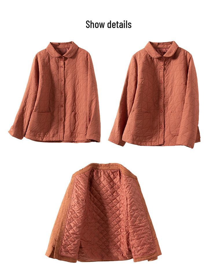 Women's Argyle Embroidered Quilted Cotton Jacket - Korean Style, Loose Fit, Small Size, Winter Outerwear