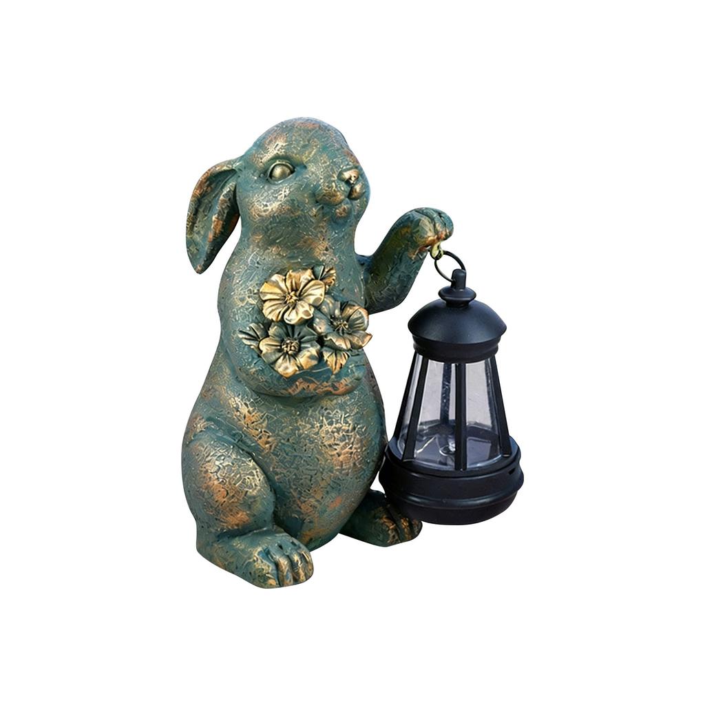 Pleasant Sun Powered Rabbit Figure Moisture Proof Resin Accent For Outdoor Passage Seasonal Home Enhancement