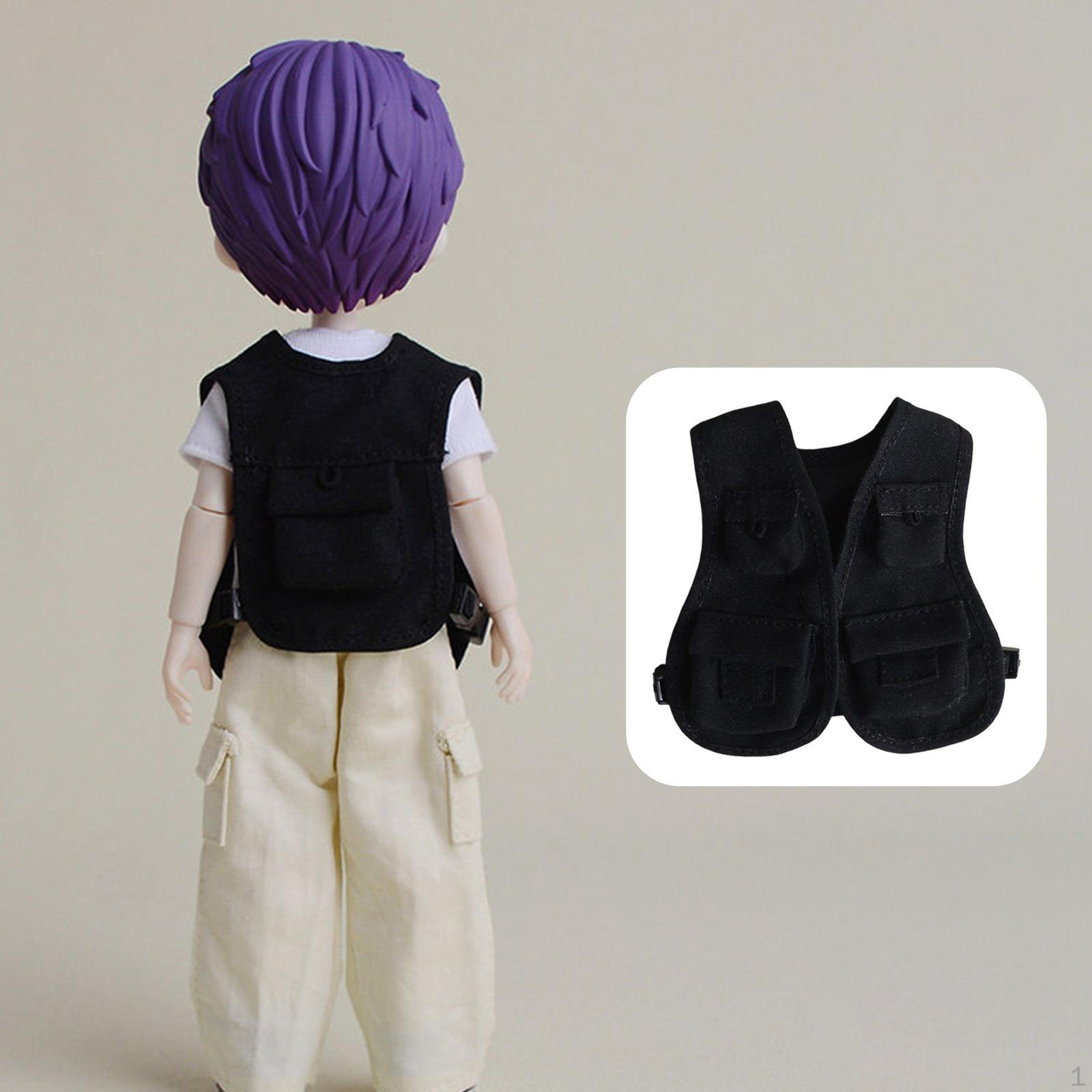 

Miniature Vest for 1/12 Or 1/8 BJD Figures, Fashion Accessory And Costume. чорний