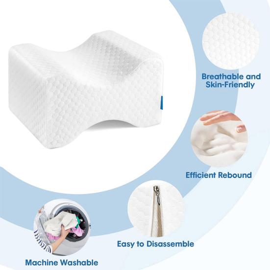 Knee Pillow for Side Sleepers Memory Foam Leg Cushion Orthopedic Knee Spacer Pillow Promotes
