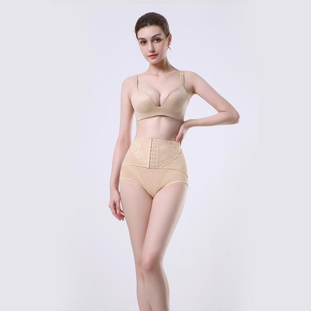 Breasted Belly Pants Women's Hip-lifting Mesh Yarn Breathable Postpartum Belly Body Sculpting Mid-waist Triangle Panties Waist
