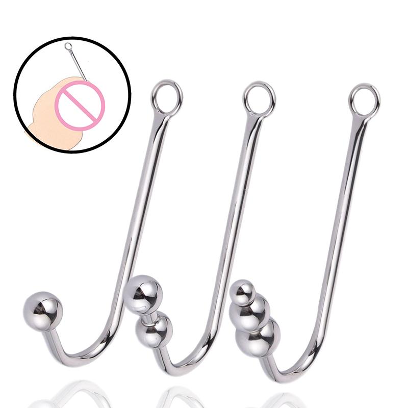 Stainless Steel Anal Hook With Anal Beads Hole Anal Hook Metal Butt Plug Anal Sex Toys Adult Product No Vibrator For Men Gay