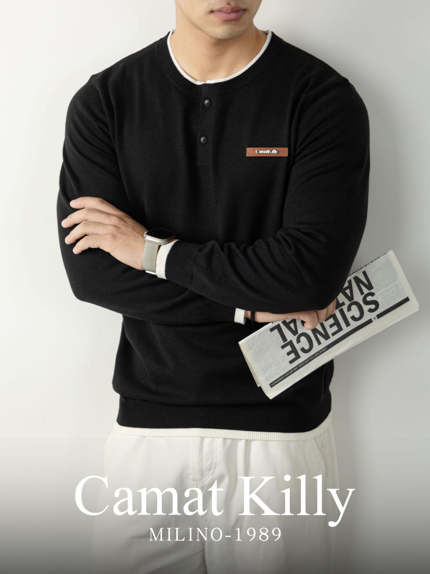 Camat Killy Luxury Men s Merino Wool Long Sleeve Base Layer Sweater 4XL