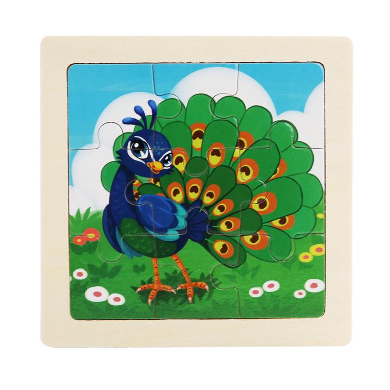 9-Piece Wooden Cartoon Animal Transport Jigsaw Toy for Early Education