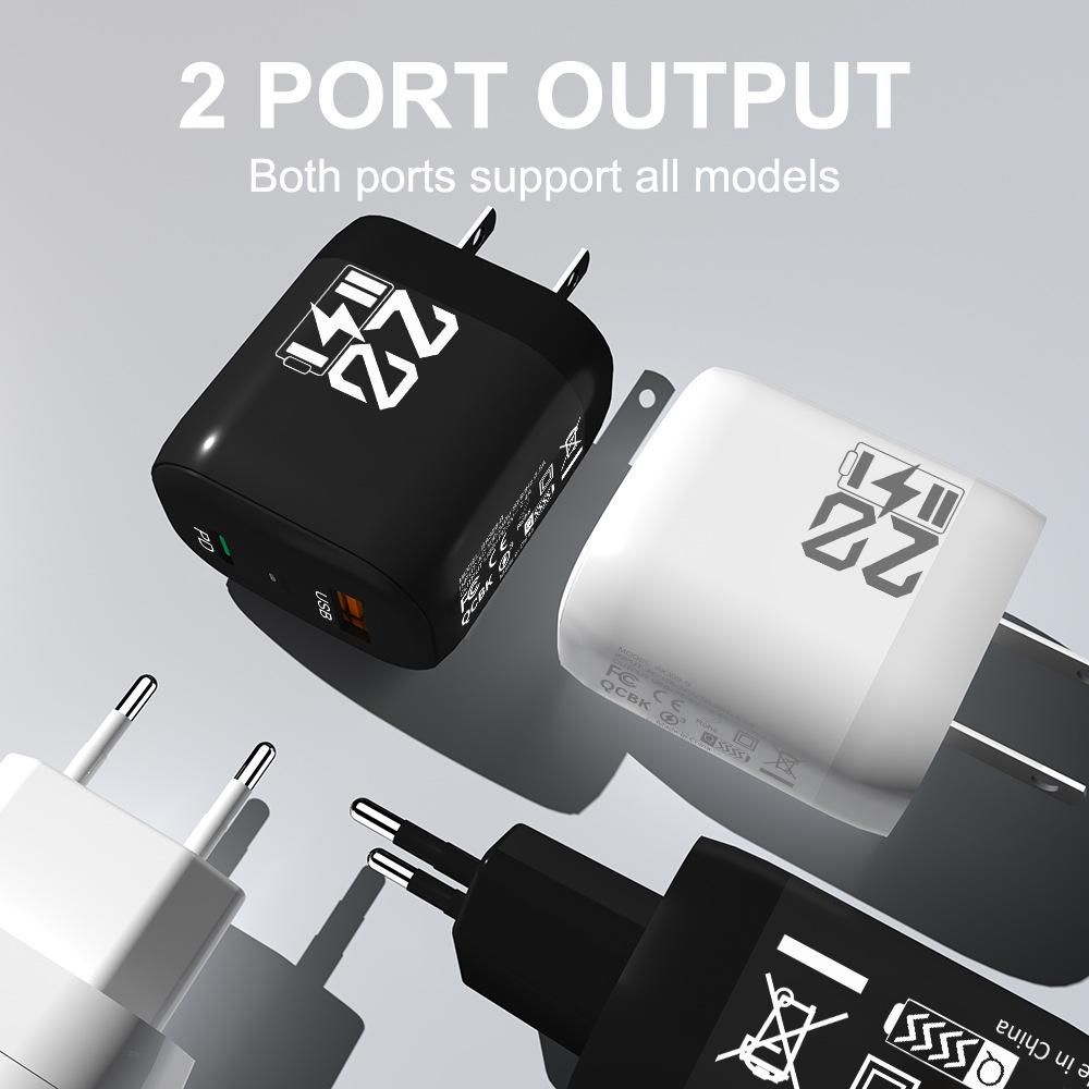 2.4A Dual USB Charger with 2-Port Head, US/EU/KR/UK Compatible, Travel Charger