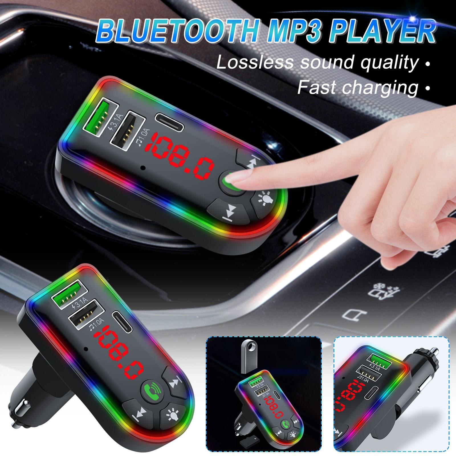 

Подвійний автомобільний USB-адаптер Бездротовий комплект Bluetooth QC3.1 Швидкий USB-зарядний пристрій Hands Free FM-передавач