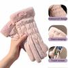 Ski Gloves Women Winter Fleece Thickened Warm Plush Cotton Waterproof Touch-Screen Gloves For Outdoor Riding Mountaineering