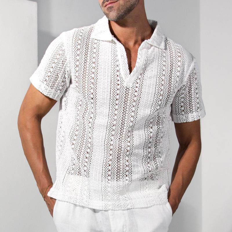 

Белая кружевная рубашка узкого кроя в европейском и американском стиле: Повседневная и модная рубашка с длинным рукавом для мужчин XXL белый