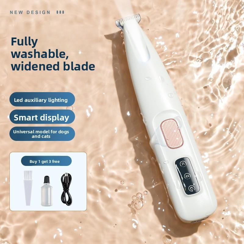 Waterproof LED Light Dog and Cat Foot Hair Trimmer, Pet Foot Hair Trimmer, Rechargeable Electric Clipper with Light for Dog Hair Trimming