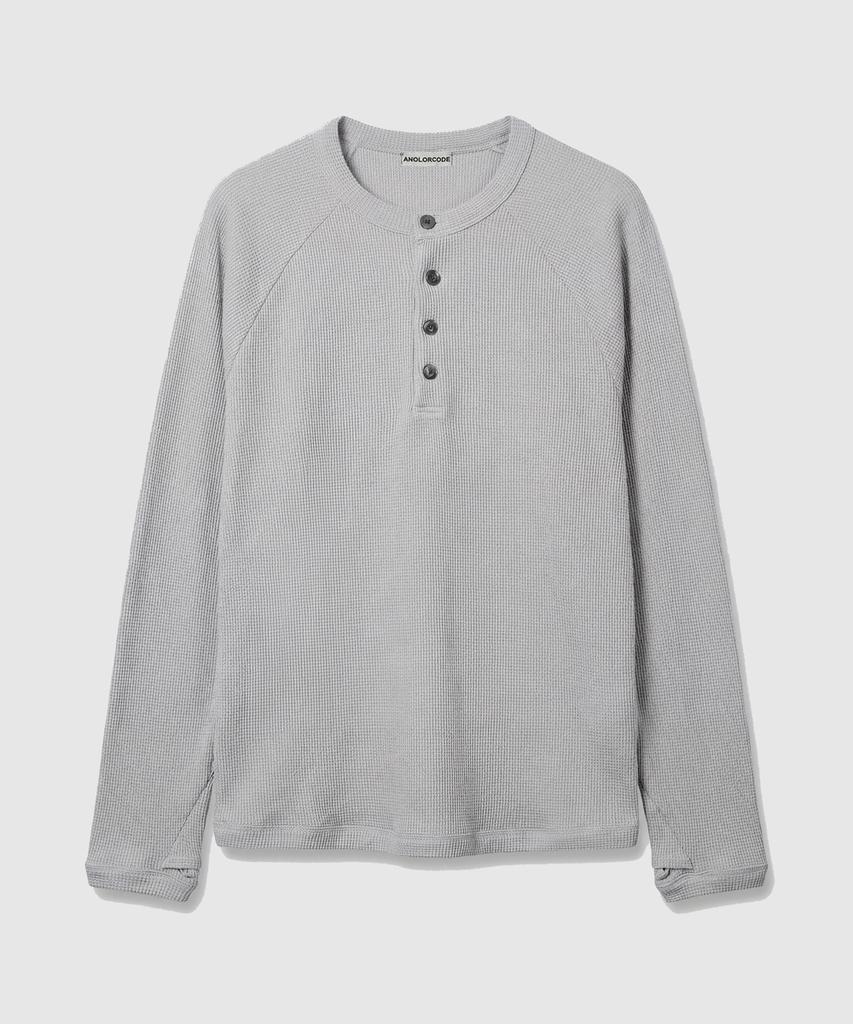 Eoneolleokodeu Crop Waffel Henley-Hals T-Shirt (3 Farben)