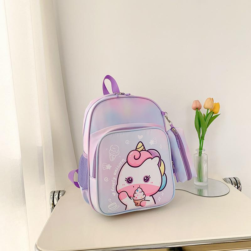 Adorable Children's Backpack For Girls With Cute Cartoon Bear Design Spacious And Lightweight Canvas Book Bag