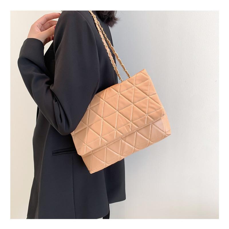 Popular large-capacity bags, new Korean version of trendy fashion diamond shoulder bag PU chain hand carry tote bag women's bag