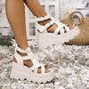 Women Sandals Summer Leather Platform Female Sandals Gladiator High Heels Sandals Women Chunky Outdoor Wedges Woman Shoe