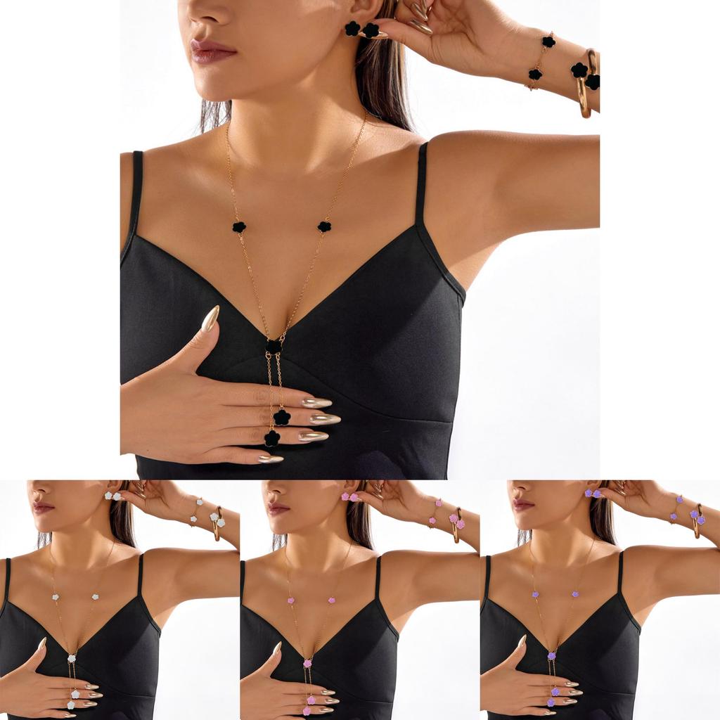 Trendy Summer 2024 Botanical Leaf Pendant Jewelry Set With Alloy Material For Daily Style