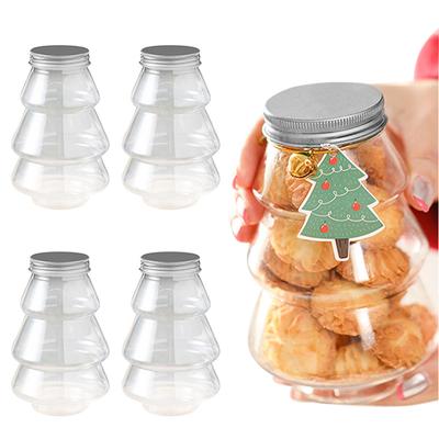 Christmas Candy Biscuits Bottle Sealed Jar Christmas Tree Milk Tea Bottle Snack Storage Jar Food Container Home Decoration