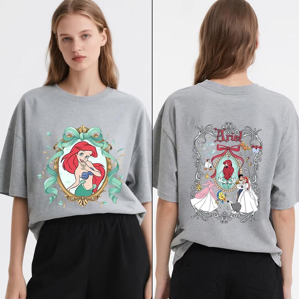 Женская футболка с принтом Русалочки Ариэль Хлопок Удобная Повседневная Летняя S