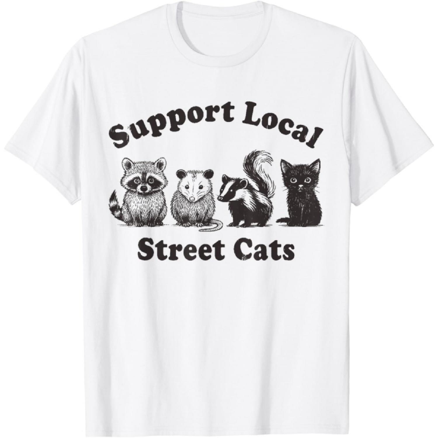 Support Local Street Cats Team Trash Opossum Raccoon Rat T-Shirt XXXXXL белый