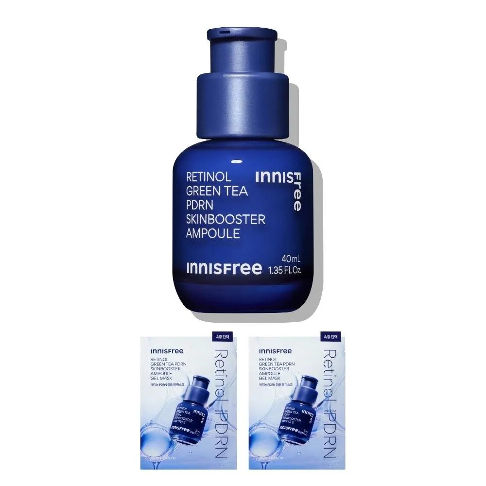 Retinol Green Tea PDRN Skin Booster Ampoule 40mL + Gift (2 Random Masks)