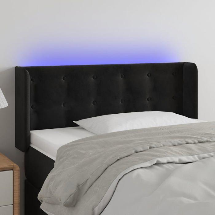 VidaXL Tête de Lit à LED Meuble de Chambre à Coucher Accessoire de Lit Simple Tête de Cadre de Lit Intérieur Noir 3123702