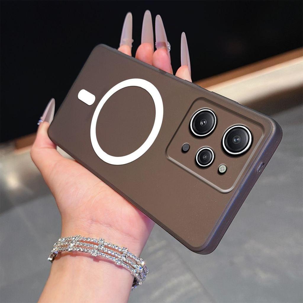 Frosted Semi Clear Magnetic Phone Case for Xiaomi Redmi 12 4G Soft TPU Shockproof Cover