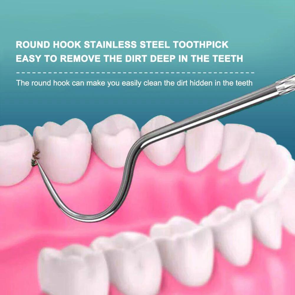 Stainless Steel Toothpick Set Tooth Flossing Reusable Portable Toothpick Floss Teeth Cleaner Sets Oral Cleaning Tool