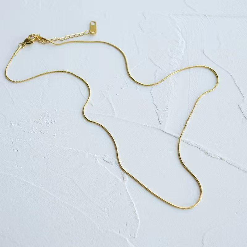 

Knock on No Fading ~ Cold Light Luxury European and American Style Gold Snake Bones Chain All-Match Pendant-Free Plain Chain Choker 18K Gold Golden Snake Bone Chain