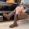 Brown boots Maillard boots women's thick legs 2025 new summer retro two wear thick-soled high knight boots