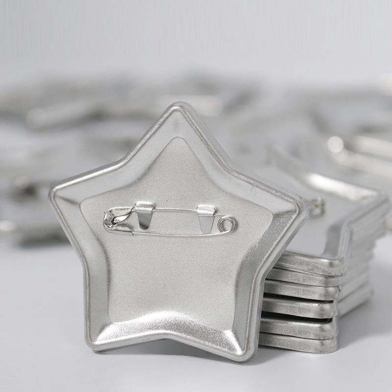 58x58mm Tinplate Badge Kit: DIY Materials with Top & Bottom Covers and Safety Pin Brooch.