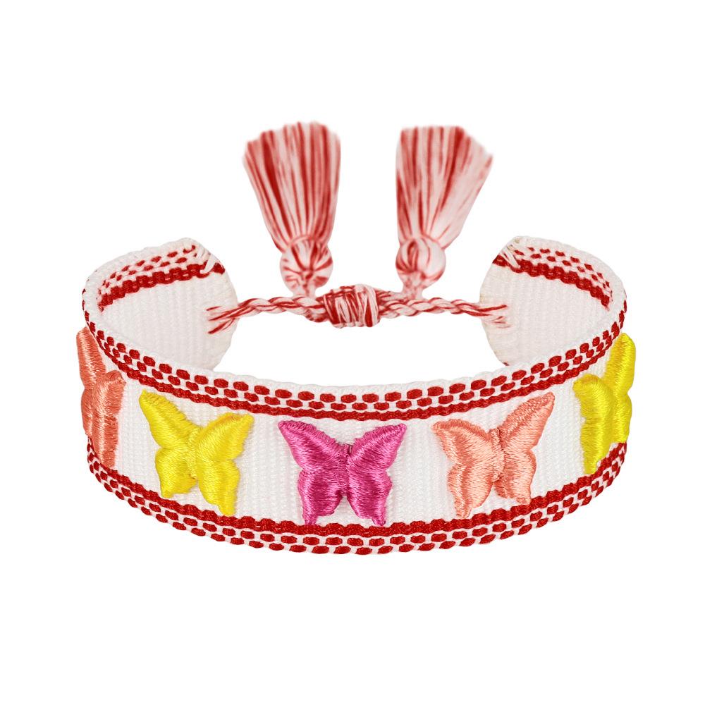 3D Heart Embroidery Tassel Bracelet: Hand-woven Friendship Gift