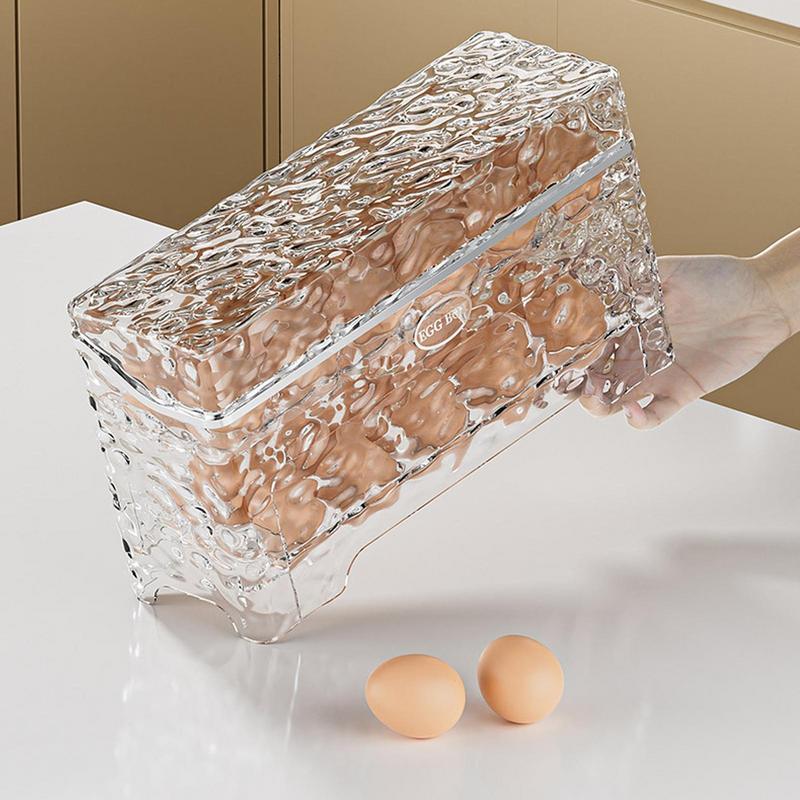 Egg Holder For Fridge 2-Tier Refrigerator Egg Holder Storage Container Storage Organizer Box With Lid Clear Rack Large Capacity