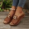 Sandalias de Plataforma con Tira Ancha y Punta Abierta para Mujer