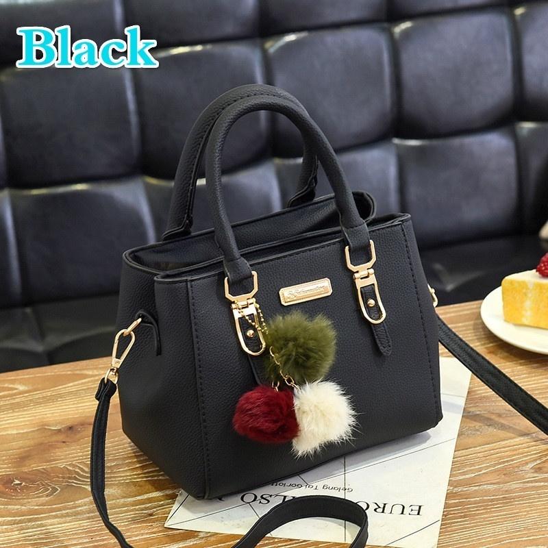 Fashion Women Handbags Hairball PU Leather Totes Bag Top-handle Crossbody Bag Shoulder Bag