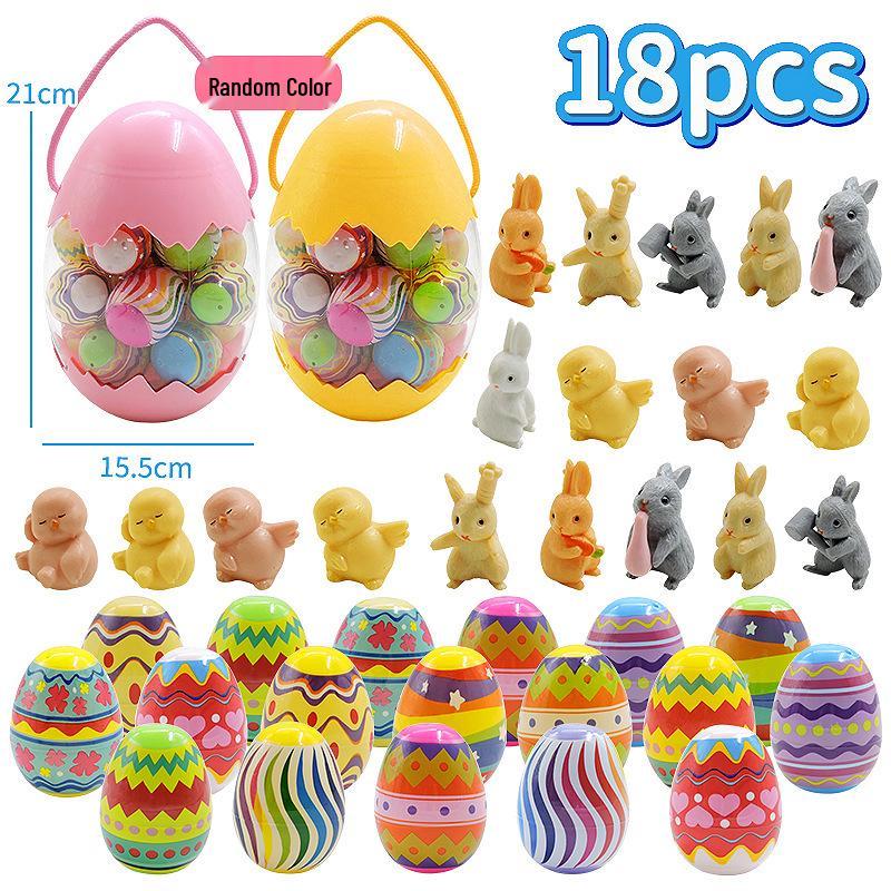 Ostereier Spielzeug - Bedruckte Plastik-Öffnungseier mit DIY-Hasen Gashapon Geschenken
