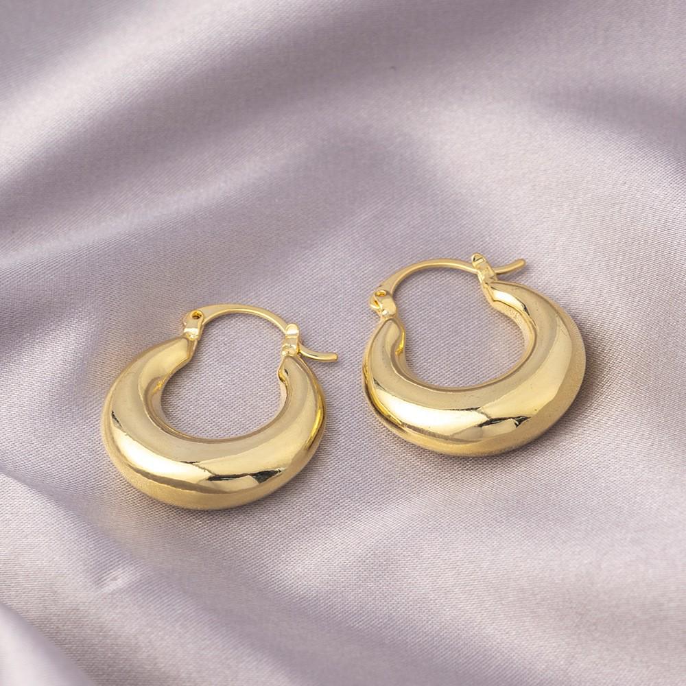 Huazi Style Zircon Stud Earrings for Women - Gold-Plated, Non-Fading Luxury Jewelry