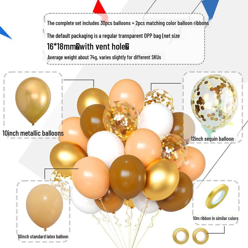 30-Piece Matte Balloon Set for Birthdays and Weddings, Vacuum-Packable