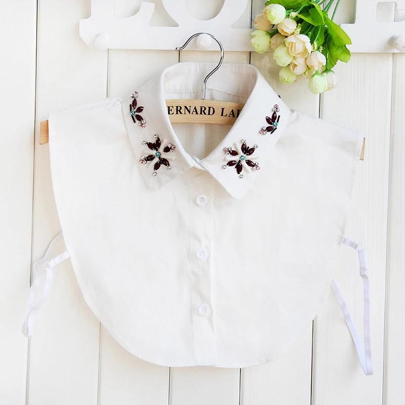 22 Styles White/Black Women Fake Collar Shinny Beaded Detachable Collars Half Shirt Blouse Sweater False Collars Female Faux Col