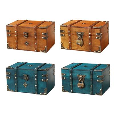 Pirátská Truhla Dekorativní Úložný Box Dřevěný Jedinečný Vintage Design Domácí Dekorace Multifunkční Dekorativní Truhla