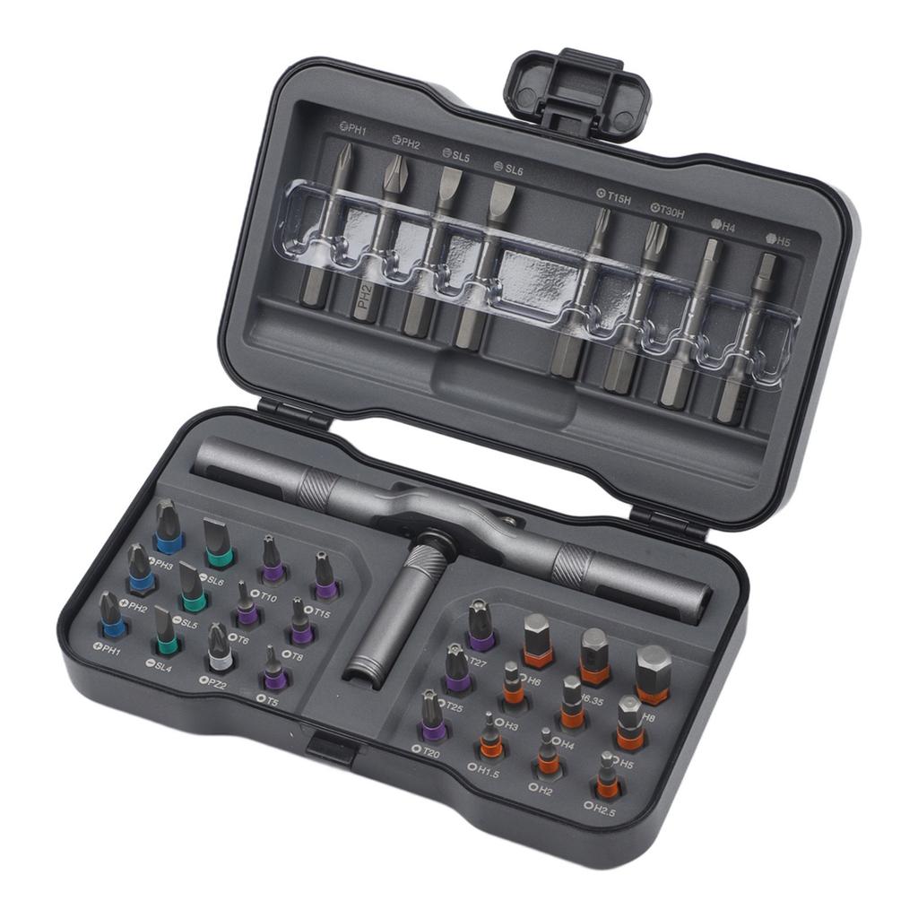 24PCS Short Bits Set Detachable T-Handle Magnetic Ratchet Screwdriver