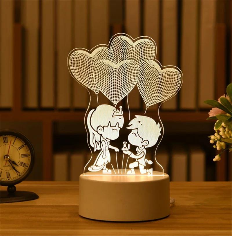Heart Love Acrylic 3D Night Light USB DIY Kids Bedroom Night Lamp for Valentine's Day Decor Christmas Wedding Cute Gifts 2023