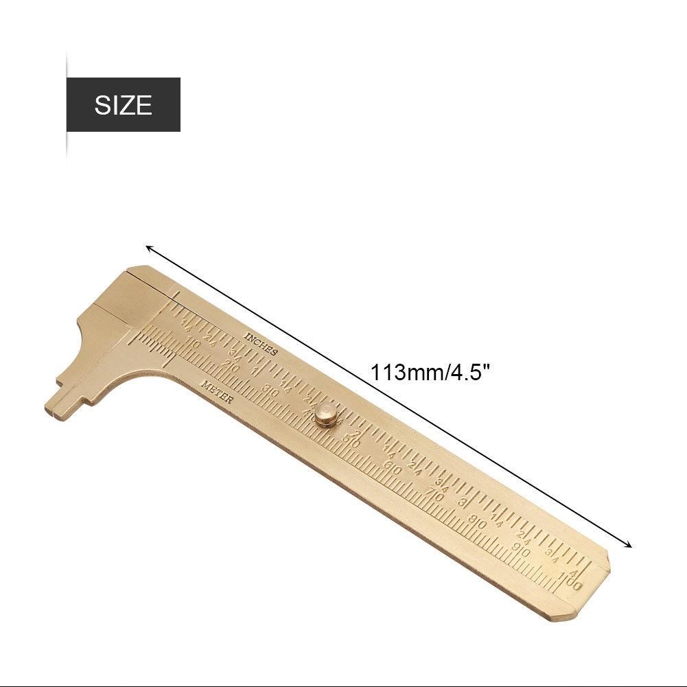 1* Small Brass Scale 80/100mm Sliding Gauge Vernier Caliper Ruler Measuring-Tool