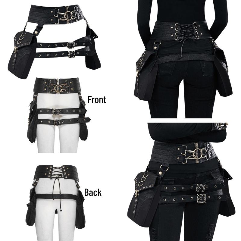 Gearduke Women's Steam Punk Pu Leather Waist Bag With Vintage Phone Holder Trendy Cross-border Fashion