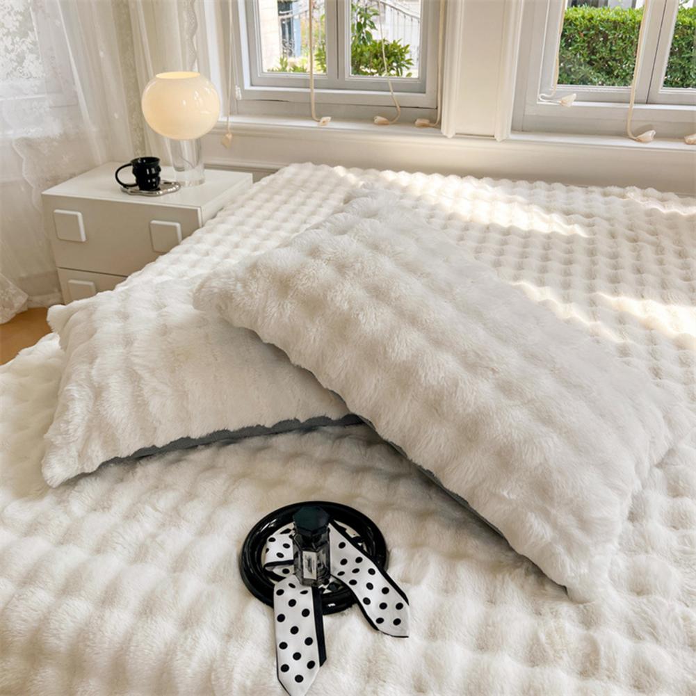 Plush Pillow Cover Solid Color Design Cozy Pillow Case Autumn Winter Warm Comfortable Bedroom Pillowcase