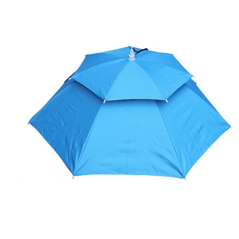 Multicolor Outdoor Foldable Double Umbrella Hat Sun Rain Cap Camping Fishing