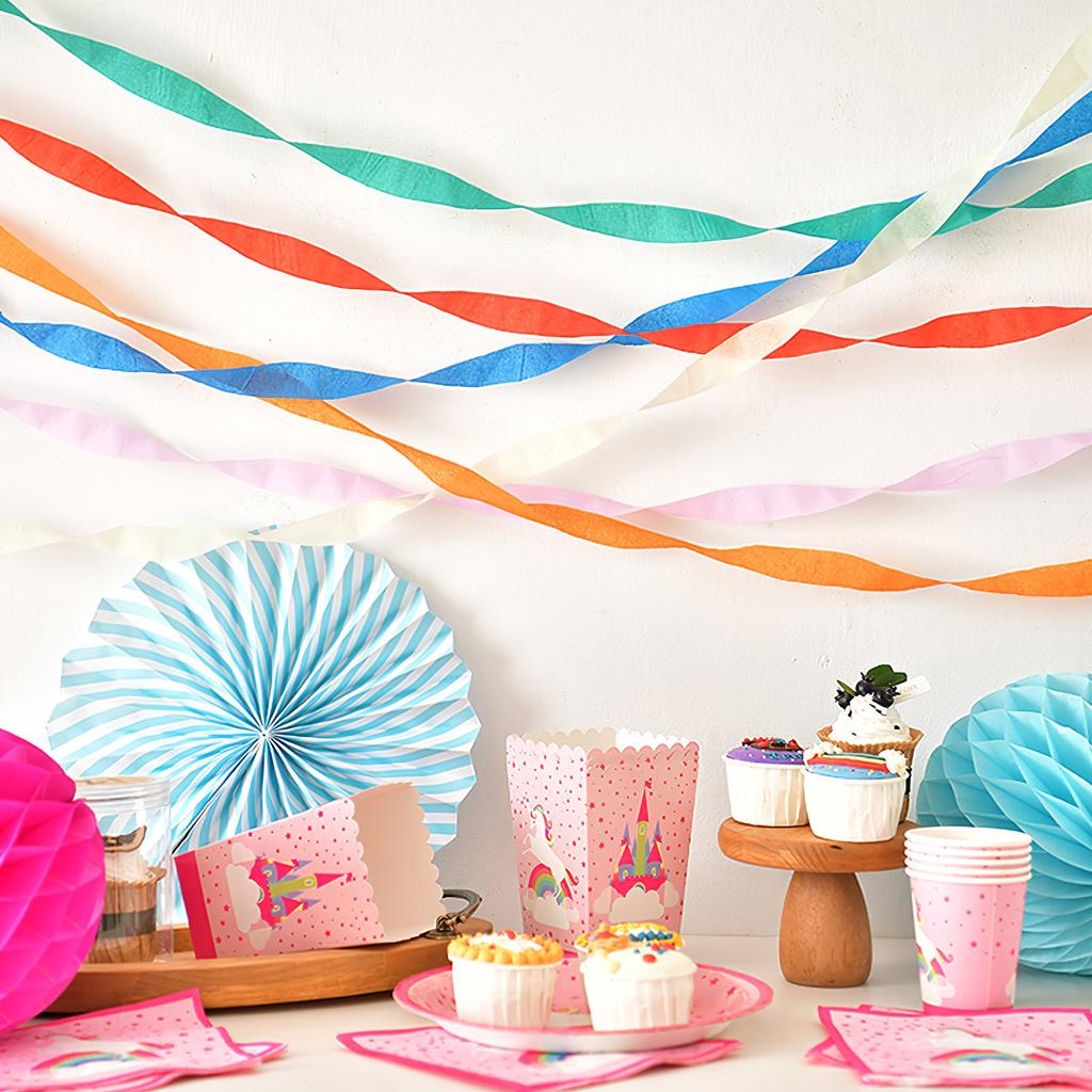 4 Rolls Crepe Paper Streamer Colored Decorations for Party Layout Props Birthday Wedding Shower Peach Themed Events