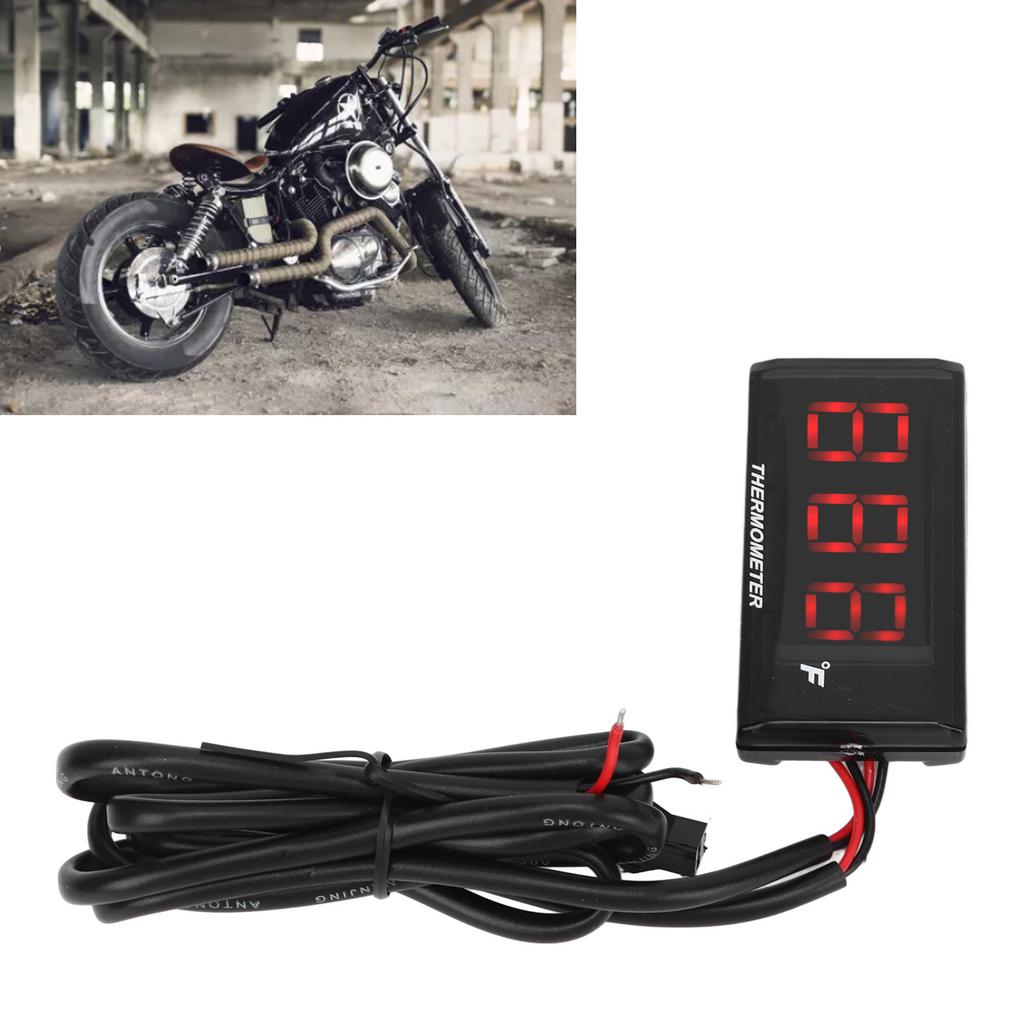 Termometro LCD per Moto Sottile Impermeabile Misuratore Temperatura Acqua con Adattatore Candela 10MM 12V