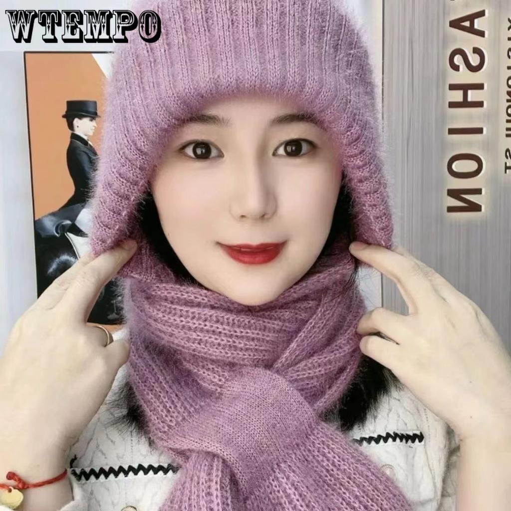 Women's Hat Scarf Combo Knitted Hats Versatile for Autumn and Winter Outdoor New Winter Knitted Hats