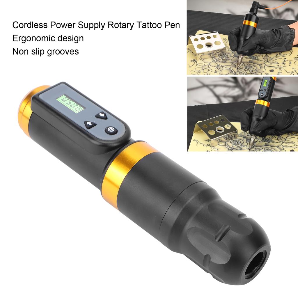 Cordless Power Supply Rotary Tattoo Pen Professional Aluminum Alloy Motor Tattoo Pen with RCA Converter