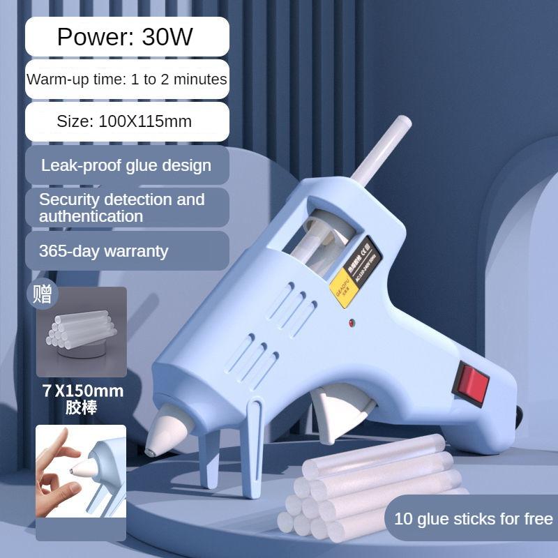30W Children's Glue Gun Mini Hot Melt Glue Gun Electric Temperature Gun Set with Transparent Glue Stick 7x100mm Electric Tool